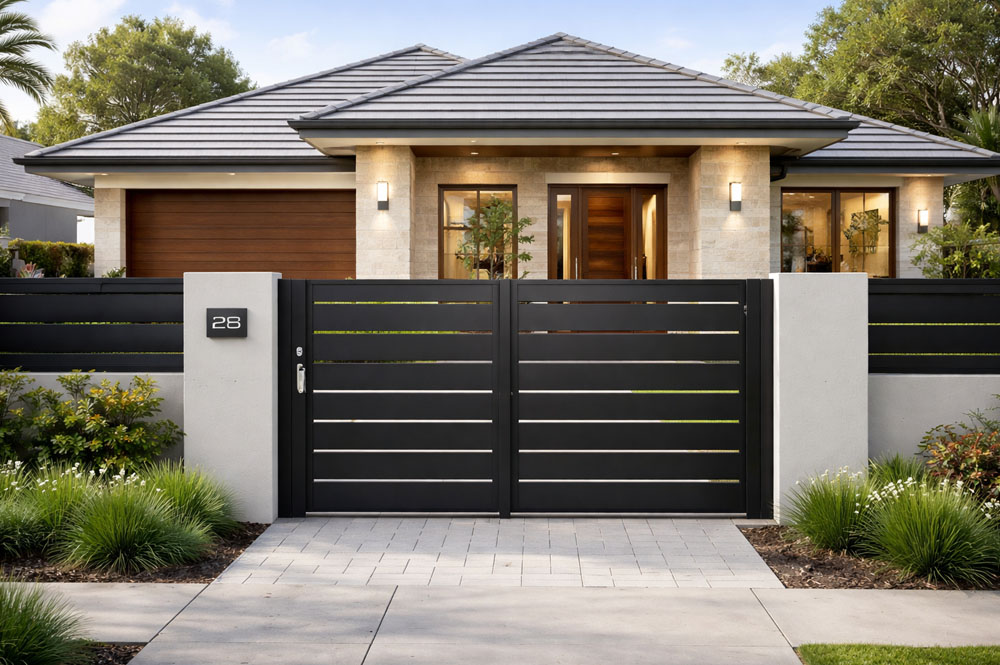 Stylish readymade gate enhances Perth home curb appeal and increases property value with secure entry