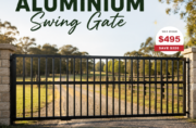 Aluminium Swing Gate 1200x3500mm Black